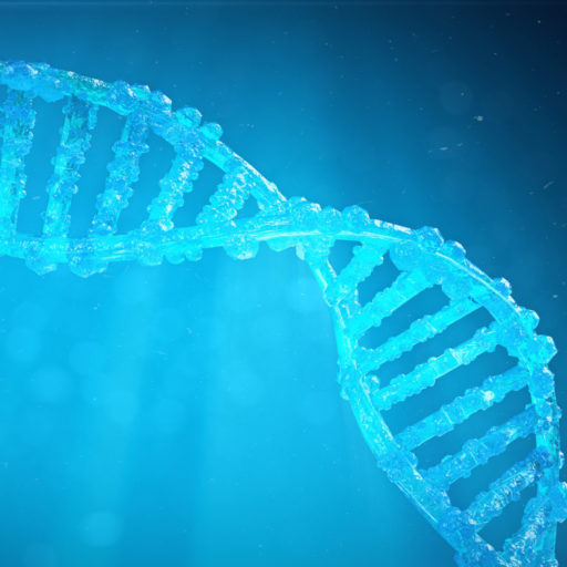Helix DNA molecule with modified genes. Correcting mutation by genetic engineering. Concept Molecular genetics. 3d illustration